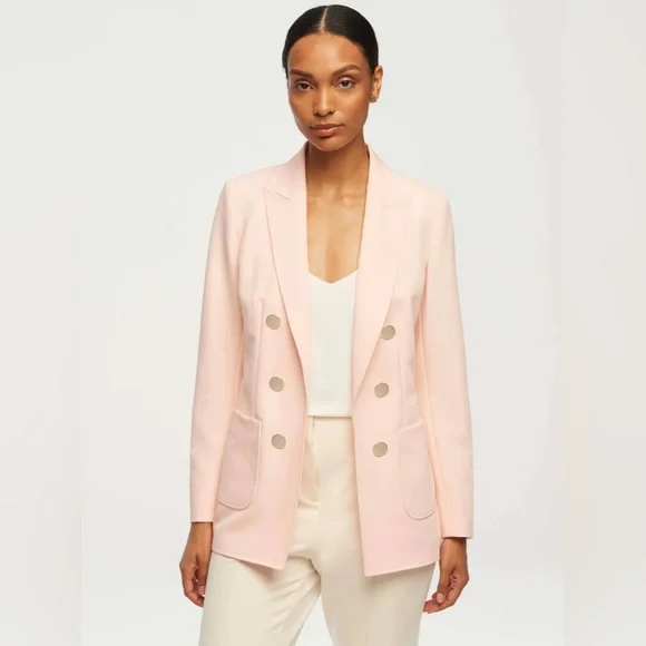 Anne Klein Blush Faux Double-Breasted Jacket With Patch Pockets Size Medium - Picture 1 of 7